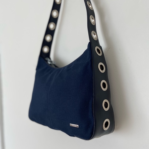 Vintage Gianfranco Ferre Canvas Shoulder Bag with Metal Eyelet Trim - Picture 1 of 9